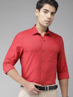 Turtle - Red Solid Formal Shirt