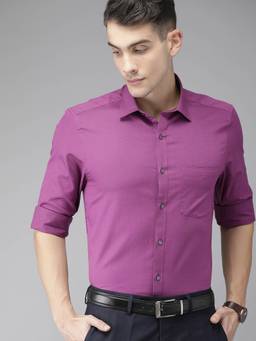 Turtle - Purple Self Design Formal Shirt