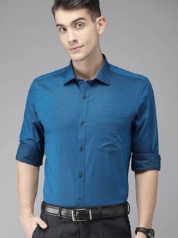 Turtle - Blue Solid Formal Shirt