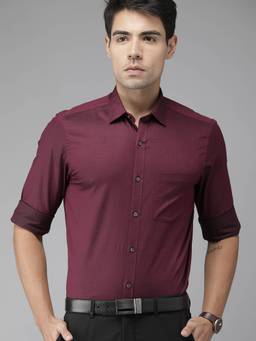 Turtle - Maroon Solid Formal Shirt