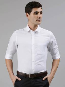 Turtle - White Cotton Linen Solid Formal Shirt