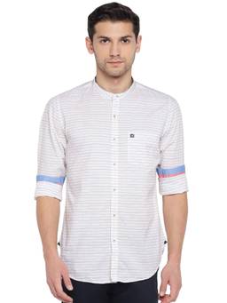 Turtle - White Striped Casual Shirt