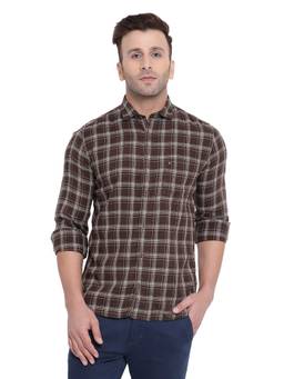Turtle - Brown Checked Casual Shirt