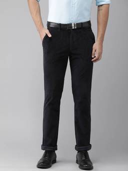 Turtle - Navy Blue Solid Casual Trouser