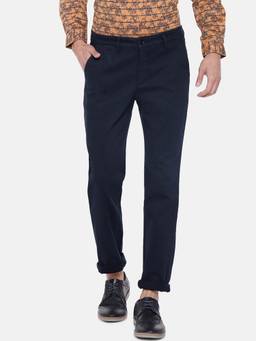 Turtle - Navy Blue Solid Casual Trouser