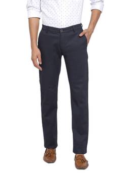 Turtle - Navy Blue Solid Casual Trouser