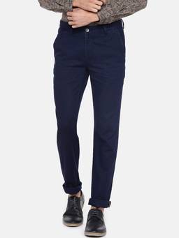 Turtle - Navy Blue Solid Casual Trouser