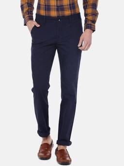 Turtle - Navy Blue Solid Casual Trouser