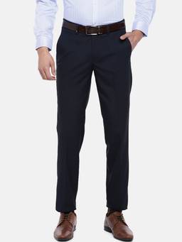 Turtle - Navy Blue Solid Formal Trouser
