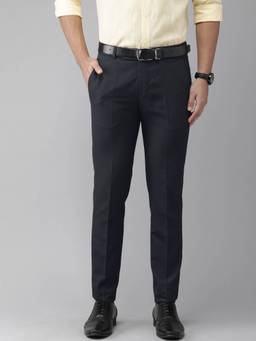 Turtle - Navy Blue Solid Formal Trouser