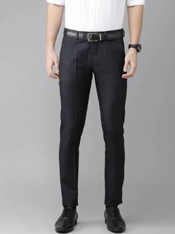 Turtle - Navy Blue Solid Formal Trouser