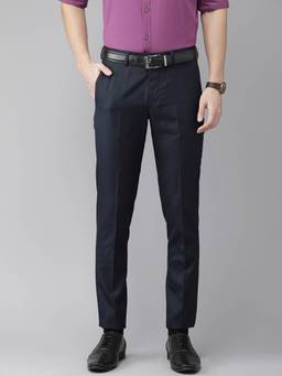 Turtle - Navy Blue Solid Formal Trouser