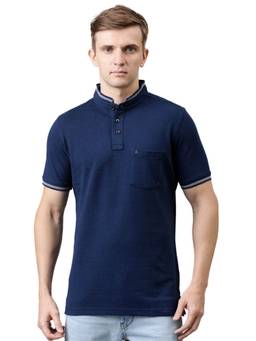 Turtle - Navy Blue Self Design T-Shirt