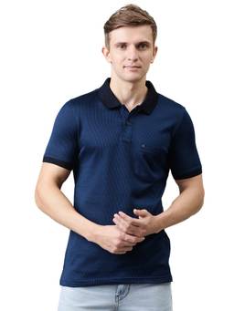 Turtle - Navy Blue Self Design T-Shirt