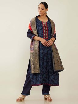 Soch - Blue Silk Blend Suit Set (Set of 3)