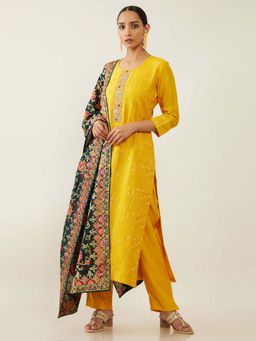 Soch - Mustard Silk Blend Suit Set (Set of 3)