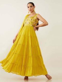 Soch - Mustard Pure Georgette Suit Set (Set of 3)