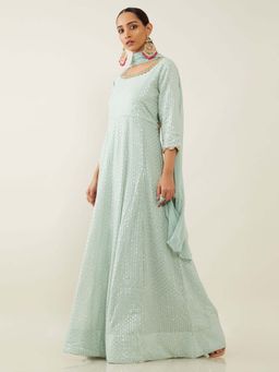Soch - Blue Pure Georgette Suit Set (Set of 3)