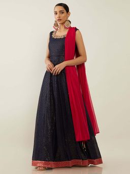 Soch - Blue Pure Georgette Suit Set (Set of 3)