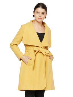 Owncraft - Womens Wide Collar Mustard Wool Coat