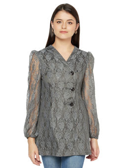 Owncraft - Womens Grey Lace Fitted Overcoat