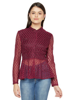 Owncraft - Womens Maroon Peplum Top