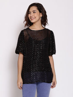 Oxolloxo - Glam For Gram Sheer Lurex Womens Top