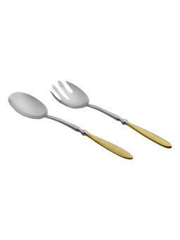 Pure Home + Living - Set of 2: Golden Vigor Serving Spoon and Fork
