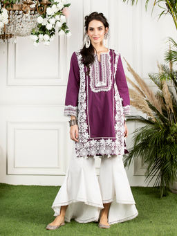 Mulmul - White Solid Flared Pants