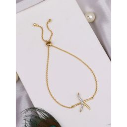 Praavy - 925 Sterling silver Floating Star Fish Bracelet platted in Yellow Gold (P19B0270)