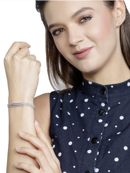 Praavy - 925 Sterling Silver Splendid Studded Statement Bracelet P19B0273