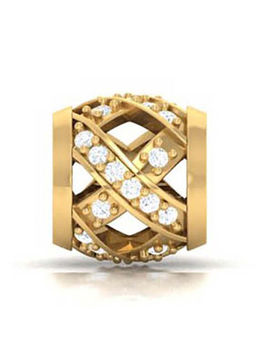 Praavy - 925 Sterling Silver Studded Infinity Bead Charm platted in Yellow Gold (P19C0295)