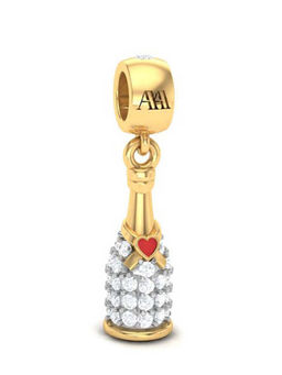 Praavy - 925 Sterling Silve Bottle of Bubbles Charm platted in Yellow Gold (P19C0299)