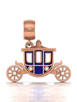 Praavy - 925 Sterling Silver Gold Princess Carriage Charm platted in Yellow Gold (P19C0304)