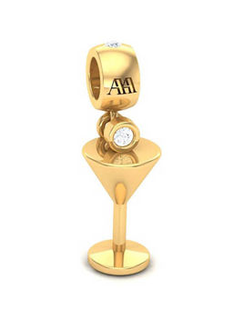 Praavy - 925 Sterling Silver Cocktail Glass Charm platted in Yellow Gold (P19C0308)