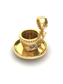 Praavy - 925 Sterling Silver Tea Lover's Charm platted in Yellow Gold (P19C0310)