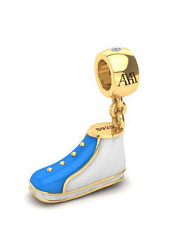 Praavy - 925 Sterling Silver Red Sneaker Charm platted in Yellow Gold (P19C0313)