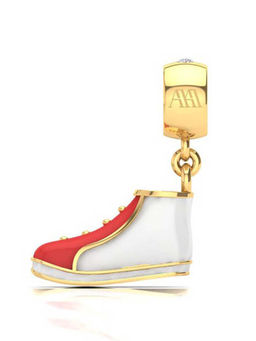 Praavy - 925 Sterling Silver Red Sneaker Charm platted in Yellow Gold (P19C0313)