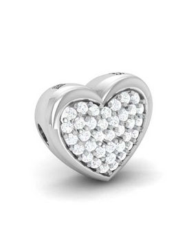Praavy - 925 Sterling Silver Heart of Diamonds Bead (P19C0314)