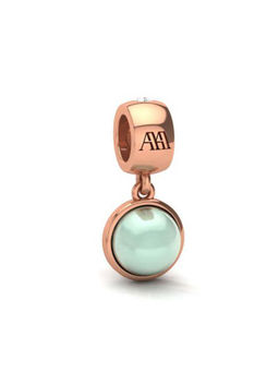 Praavy - 925 Sterling Silver Sea Green Stone Charm platted in Rose Gold (P19C0326)