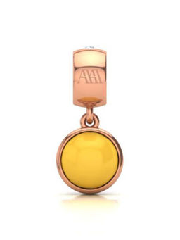 Praavy - 925 Sterling Silver Yellow Stone Charm platted in Rose Gold (P19C0326)