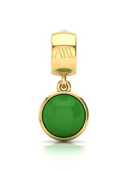 Praavy - 925 Sterling Silver Green Stone Charm platted in Yellow Gold (P19C0326)
