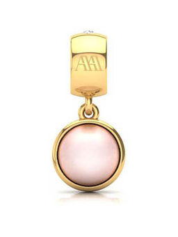 Praavy - 925 Sterling Silver Pink Stone Charm platted in Yellow Gold (P19C0326)