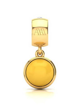 Praavy - 925 Sterling Silver Yellow Stone Charm platted in Yellow Gold (P19C0326)