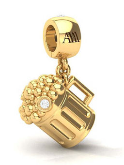 Praavy - 925 Sterling Silver Cheers Charm platted in Yellow Gold (P19C0350)