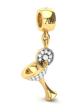 Praavy - 925 Sterling Silver Happy Hour Charm platted in Yellow Gold (P19C0361)