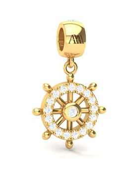 Praavy - 925 Sterling Silver Helm of a Ship Charm platted in Yellow Gold (P19C0373)