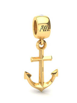 Praavy - 925 Sterling Silver Anchor Charm platted in Yellow Gold (P19C0411)