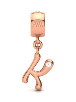 Praavy - 925 Sterling Silver Alphabet K Charm in Rose Gold (P19C0432)