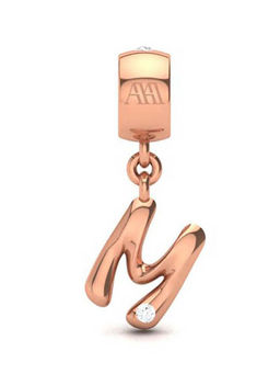 Praavy - 925 Sterling Silver Alphabet M Charm in Rose Gold (P19C0434)